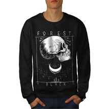 Wellcoda Forest Skull Black Mens Sweatshirt, Moon Casual Pullover Jumper - £23.86 GBP+