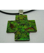 Jay King Mine Finds Green Stone Turquoise Cross Pendant on Cord DTR Ster... - £86.41 GBP