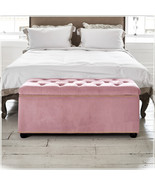 Velvet Upholstered Ottoman Storage Box Bedroom Footstool Blanket Toy Box  - $135.00
