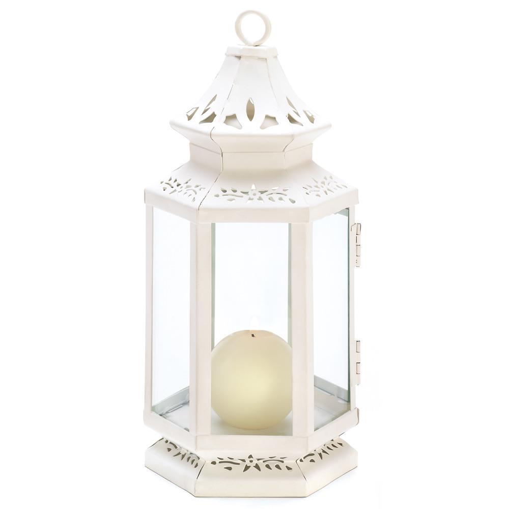 #10013362  Victorian Style White Candle Lantern - 10.5 inches - $29.25
