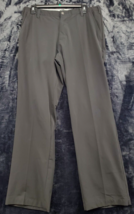 adidas Pants Men Size 33 Black Polyester Slash Pocket Belt Loops Flat Front Logo - £14.34 GBP