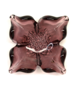 Vintage Plum Flower Shaped Art Glass Trinket Dish 2&quot; h - £9.47 GBP