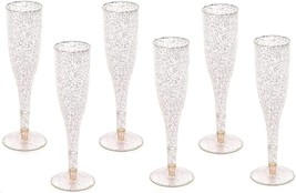 Champagne Toasting Flutes In Gold Glitter Plastic Made To Look Like Classic - £35.95 GBP