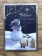 Sandi Gore Evans Believe In The Wonder Of Christmas Card Snowman Lamb Bunny - £3.09 GBP
