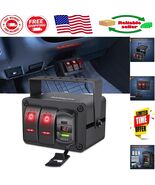 Compact Dual USB Charger &amp; Rocker Switch Panel with Waterproof Aluminum ... - $921.56 MXN