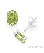 Oval Cut Simulated Peridot Cubic Zirconia CZ .925 Sterling Silver Stud E... - €22,01 EUR+