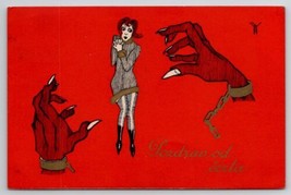 Krampus Broken Handcuffs To Grab Girl European Christmas Folk Lore Postcard S26 - £47.65 GBP
