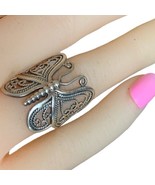 Genuine 925 Sterling Silver Filigree Butterfly  Ring Size 6.75 - £35.38 GBP