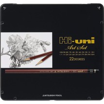 uni Hi Wooden Pencil Art Set - 10B to 10H - Box of 22 (HUAS) - £38.41 GBP