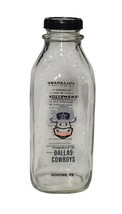 Volleman&#39;s Farms Quart Glass Milk Bottle Dallas Cowboys Edition 32 Oz Gustine TX - £11.10 GBP