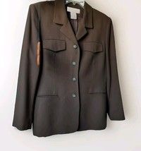 Jones New York 100% Wool Lined Blazer/Jacket Size 8 Solid Brown Classic - $22.76