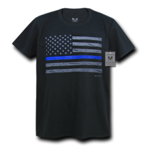 "Men's Blue Line Flag, Support Police Patriotic Black T-Shirt - Back the Blue" - $19.99