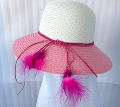 Women Folding New Summer Sun Floppy Hat Feather Straw Beach Wide Brim Ca... - €10,39 EUR