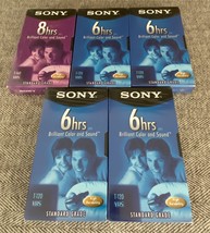 Sony Blank VHS (Lot of 5)  6 &amp; 8 Hours (New In Plastic) - £9.28 GBP