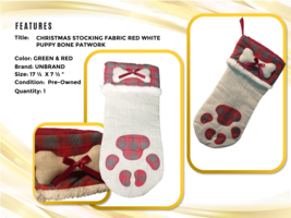 Lovingkindness Christmas Stocking Fabric Red White Puppy Bone Patchwork - £14.24 GBP