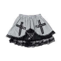 Goth, Emo, Punk, Lolita Grey Cross Charm Mini Skirt - M - $40.00