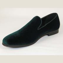 Mens Santino Luciano Shoes Soft Velvet Slip on Loafer Formal C351 Emerald Green image 3