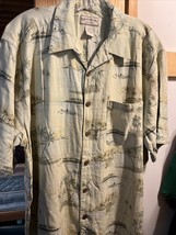 Boca Classics Men&#39;s XL Green Floral Shirt Sleeve Button Down Silk Hawaiian Shirt - £15.07 GBP