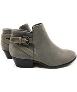 SODA NIB Women&#39;s Almond Toe CHOYA Buckles Stacked Heel Ankle Boots Gray ... - $33.66