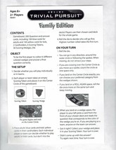 Trivial Pursuit Family edition Replacement Instructions Manual - $9.65