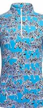 NWT Ladies IBKUL GINO Blue Black White Zebra Sleeveless Mock Golf Dress M & L image 2