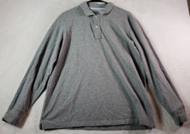 Lands&#39; End Polo Shirt Men Medium Gray 100% Cotton Long Raglan Sleeve Sli... - $13.77