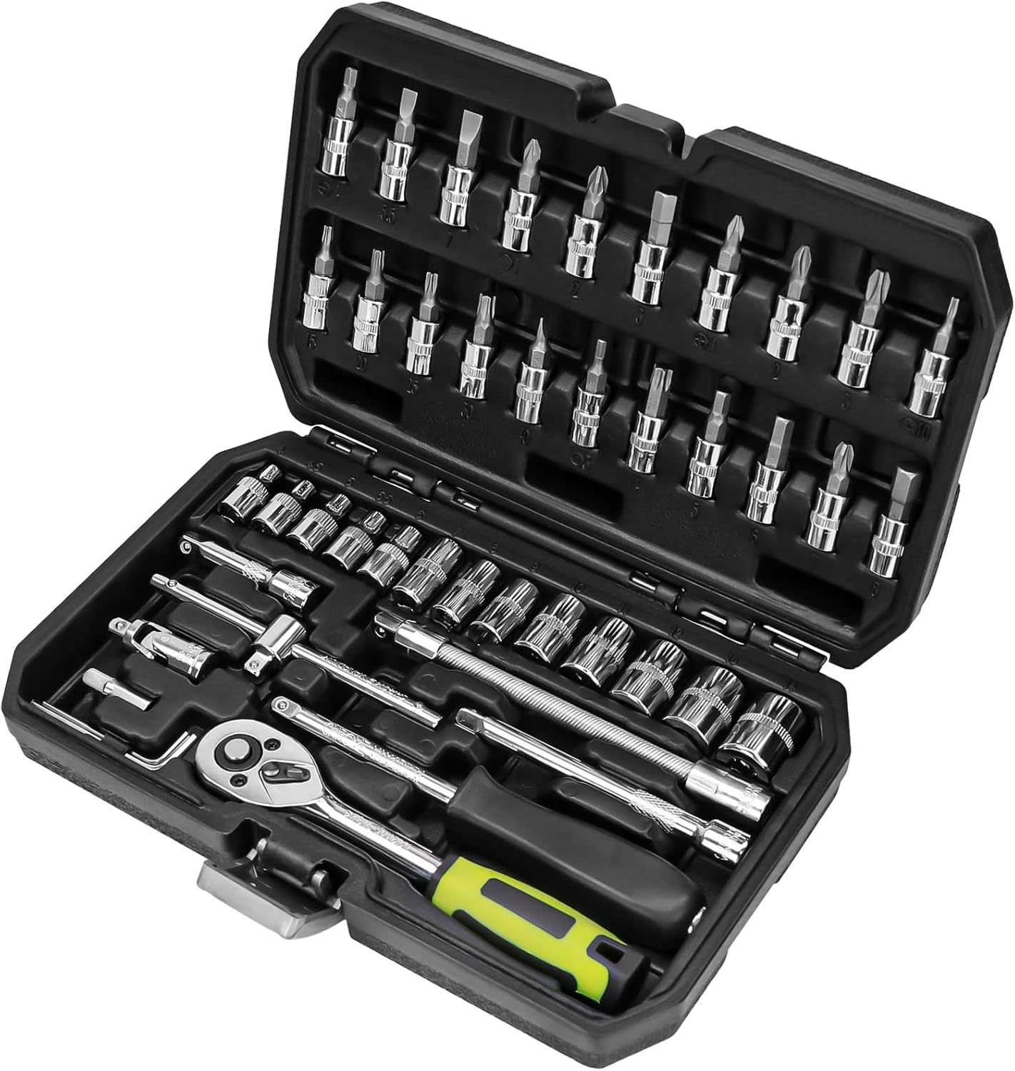 46 Pieces 1/4 Inch Drive Industrial Grade Socket Ratchet Wrench Set, Wit... - $44.93