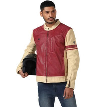 Motorcycle Jacket For Royal Enfield AIRBORNE MEN&#39;S JACKET - ECRU &amp; RED - $311.09