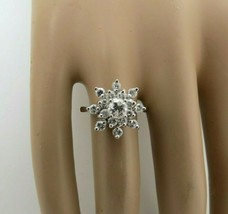14k White Gold Diamond Snowflake Ring Cluster Flower H Color .94 CTTW Size 7 Vtg - £1,180.36 GBP