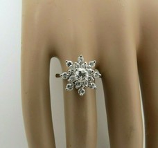 14k White Gold Diamond Snowflake Ring Cluster Flower H Color .94 CTTW Size 7 Vtg - £1,121.25 GBP