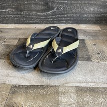 Adidas Womens 8 Fit Foam Soft Comfort Footbed Black Gold Flip Flop Thong Sandal - £11.11 GBP