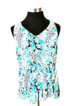 Ellen Tracy Sleeveless Blouse Women&#39;s Size X-Large Multicolor Floral Pullover - £11.67 GBP