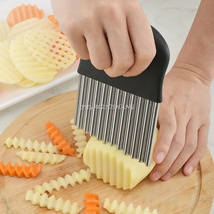 Stainless Steel Potato Chip Slicer Dough Vegetable Fruit Crinkle Wavy Kitchen Kn - £7.48 GBP