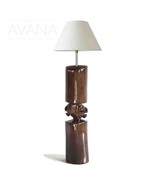Hand Carved African Vintage Double-Sided Lion Lioness Table Lamp - $299.00