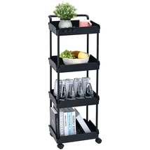VEVOR 4-Tier Rolling Utility Cart Kitchen Organizer Shelves with Wheels ... - €22,23 EUR
