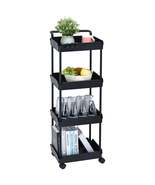 VEVOR 4-Tier Rolling Utility Cart Kitchen Organizer Shelves with Wheels ... - $26.01