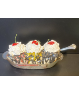 Faux Fake Ice Cream Banana Split Sundae Display Food Glass Dish Realisti... - $870.48 MXN