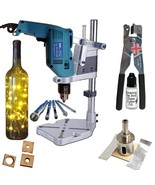 Glass Cutter Tools Diamond Bits Glass Hole Saw Drill and Stand Make Bott... - $113.85