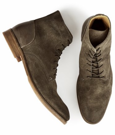New Handmade Victorian style suede ankle boot for men in stone color