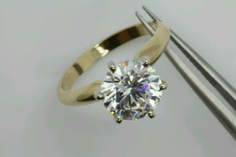 1Ct Round Moissanite Solitaire Engagement Ring 14k Yellow Gold Plated - £90.76 GBP