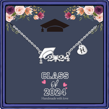 Graduation Gifts for Her, 14K White Gold Plated CZ Class of 2024 Graduation Neck - £21.61 GBP