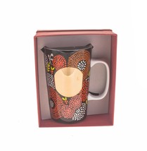 Starbucks Floral Gold Bloom Ceramic Mermaid Mug Cup Handle 16oz Brown DOT - £24.66 GBP
