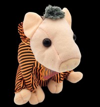 Toy Factory Pig BABE 8&quot; Orange Black Halloween Neck-Tag Stuffed Universal Movie - £6.73 GBP