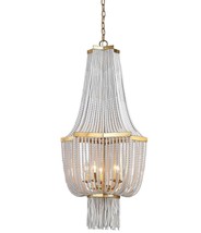 XL White Bead &amp; Antique Gold Leaf French Moroccan Empire Chandelier Foye... - £1,243.62 GBP