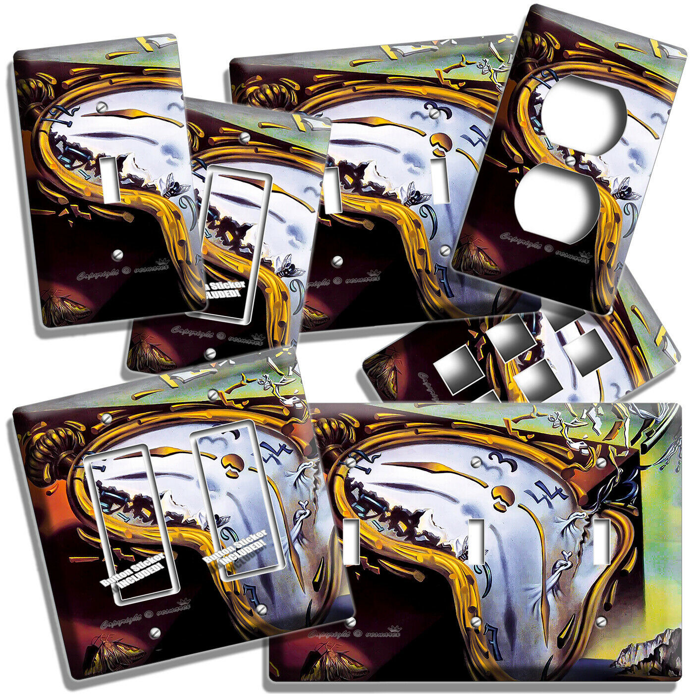 SALVADOR DALI MELTING CLOCK SURREAL ART LIGHT SWITCH OUTLET WALL PLATES HD DECOR
