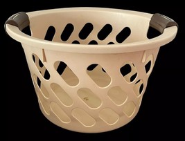 HEFTY DESIGNS Vintage Laundry Basket Round Plastic Heavy Duty Almond Bro... - $985.18 MXN