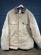 Vtg Carhartt Jacket Duck Arctic Rancher Coat Made In USA Sz 44 Tall C03 Brn - £39.22 GBP