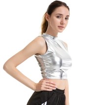Shiny Silver Holographic Multi Color Tank Tops Fashion Strapless Tube Top Turtle - £37.59 GBP
