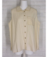 CHARLIE B Shirt Sleeveless Beaded Embroidered Button Down Natural NWT XS... - $25.20