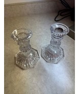Vintage Heavy Cut Glass 5&quot; Crystal Candle Holders - Set Of 2 - $799.42 MXN